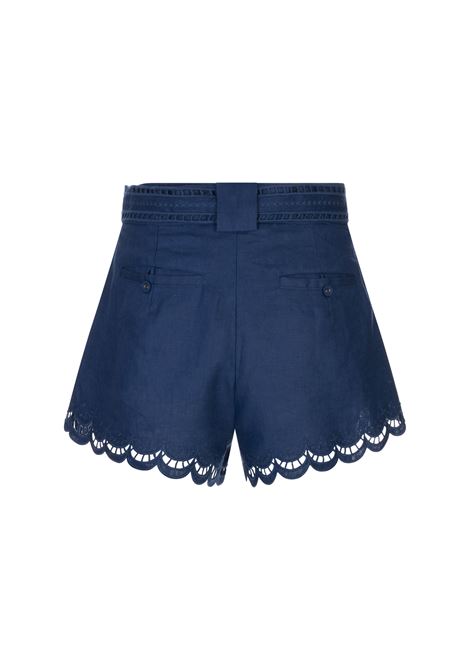 Shorts Richelieu in Lino Premium Euroflax con Cintura Blu Navy FARM RIO | 337200NAVY BLUE - L0023